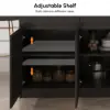 Picture of Modern 205 - 270 cm Extendable Sintered Stone Kitchen Island with Doors & Drawers, Black