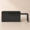 Picture of Modern 205 - 270 cm Extendable Sintered Stone Kitchen Island with Doors & Drawers, Black