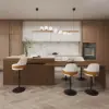 Modern 205 - 270 cm Extendable Sintered Stone Kitchen Island with Doors & Drawers, Walnut