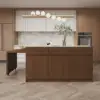 Modern 205 - 270 cm Extendable Sintered Stone Kitchen Island with Doors & Drawers, Walnut