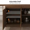 Modern 205 - 270 cm Extendable Sintered Stone Kitchen Island with Doors & Drawers, Walnut