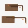 Modern 205 - 270 cm Extendable Sintered Stone Kitchen Island with Doors & Drawers, Walnut