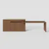 Modern 205 - 270 cm Extendable Sintered Stone Kitchen Island with Doors & Drawers, Walnut