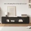 2000mm Black Glass Door TV Stand with Storage and LED