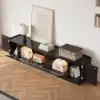 2000mm Black Glass Door TV Stand with Storage and LED