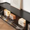 2000mm Black Glass Door TV Stand with Storage and LED