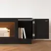 2000mm Black Glass Door TV Stand with Storage and LED