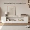 2000mm White Glass Door TV Stand with Storage and LED