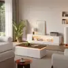 2000mm White Glass Door TV Stand with Storage and LED