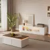 2000mm White Glass Door TV Stand with Storage and LED