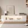 2000mm White Glass Door TV Stand with Storage and LED
