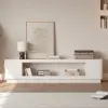 2000mm White Glass Door TV Stand with Storage and LED