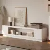 2000mm White Glass Door TV Stand with Storage and LED