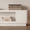 2000mm White Glass Door TV Stand with Storage and LED
