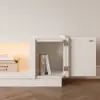 2000mm White Glass Door TV Stand with Storage and LED