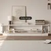 2000mm White Glass Door TV Stand with Storage and LED