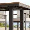 10 Pieces Rectangular Wood & Aluminium Outdoor Patio Dining Set with Central Pillar Umbrella