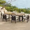 6 - Person Rectangle Wood & Aluminum Outdoor Patio Dining Table Outdoor 6 Dining Chairs