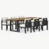 6 - Person Rectangle Wood & Aluminum Outdoor Patio Dining Table Outdoor 6 Dining Chairs
