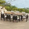 6 - Person Rectangle Wood & Aluminium Outdoor Patio Dining Table Outdoor 8 Dining Chairs