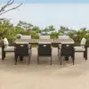 6 - Person Rectangle Wood & Aluminium Outdoor Patio Dining Table Outdoor 8 Dining Chairs