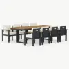6 - Person Rectangle Wood & Aluminium Outdoor Patio Dining Table Outdoor 8 Dining Chairs