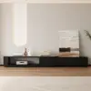 Velar 180 - 290 cm Extendable Fluted TV Unit with Sintered Stone Top & 3 Drawers – Engineered Wood