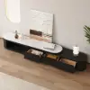 Velar 180 - 290 cm Extendable Fluted TV Unit with Sintered Stone Top & 3 Drawers – Engineered Wood