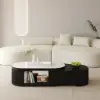 Velar 120 - 170 cm Extendable Fluted Coffee Table with Sintered Stone Top & Storage – AUD-H2001