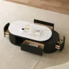 Velar 120 - 170 cm Extendable Fluted Coffee Table with Sintered Stone Top & Storage – AUD-H2001
