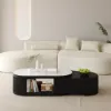 Velar 120 - 170 cm Extendable Fluted Coffee Table with Sintered Stone Top & Storage – AUD-H2001