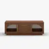 Arune 120 cm Arched Glass Doors Coffee Table with Storage and LED – Black – AUD-H2002