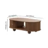 1100mm Modern Oval Walnut Solid Wood Fluted Coffee Table with Storage