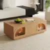 Arune 120 cm Arched Glass Doors Coffee Table with Storage and LED – Natural