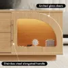 Arune 120 cm Arched Glass Doors Coffee Table with Storage and LED – Natural