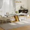 Silexa Modern 2007 mm – 2413 mm Extendable Rectangular Glossy Sintered Stone Dining Table, Seats 6–10 – AUD-H2006