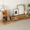 Fero Natural Extendable TV Stand with Bookshelves & Light(2500mm-3930mm)