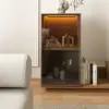 Fero Natural Extendable TV Stand with Bookshelves & Light(2500mm-3930mm)