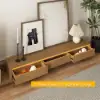 Fero Natural Extendable TV Stand with Bookshelves & Light(2500mm-3930mm)