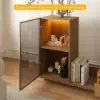 Fero Natural Extendable TV Stand with Bookshelves & Light(2500mm-3930mm)