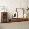 Fero Walnut Extendable TV Stand with Bookshelves & Light(2500mm-3930mm)