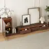 Fero Walnut Extendable TV Stand with Bookshelves & Light(2500mm-3930mm)