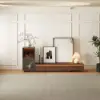 Fero Walnut Extendable TV Stand with Bookshelves & Light(2500mm-3930mm)