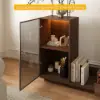 Fero Walnut Extendable TV Stand with Bookshelves & Light(2500mm-3930mm)
