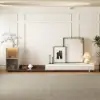 Fero White & Walnut Extendable TV Stand with Bookshelves & Light(2500mm-3930mm)