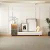 Fero White & Walnut Extendable TV Stand with Bookshelves & Light(2500mm-3930mm)