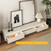 Fero White & Walnut Extendable TV Stand with Bookshelves & Light(2500mm-3930mm)