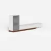 Fero White & Walnut Extendable TV Stand with Bookshelves & Light(2500mm-3930mm)
