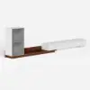 Fero White & Walnut Extendable TV Stand with Bookshelves & Light(2500mm-3930mm)
