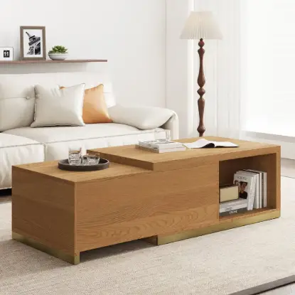 Picture of Mordel 100 cm - 180 cm Rectangle Extendable Natural Wood Coffee Table with Storage